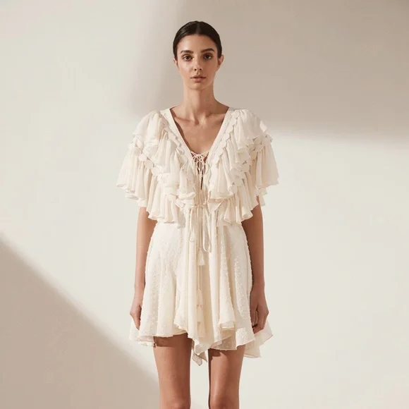 STELLA RUFFLE DRAWSTRING MINI DRESS
NWOT - Picture 1 of 8